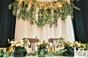 Dekoracja ślubna stołu prezydialnego zielona - Gdynia, Gdańsk